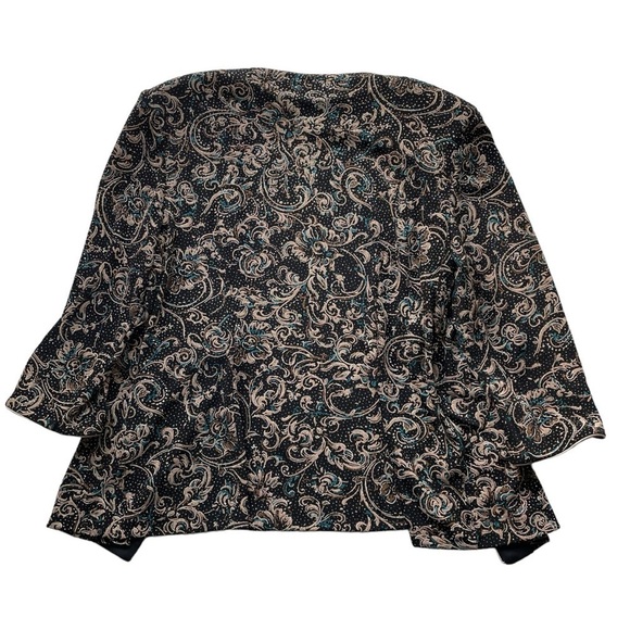 Alex Evenings formal Jacket Open front Black floral Size XL Metallic stretch - Picture 9 of 10